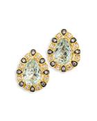 Bloomingdale's Prasiolite, Champagne Diamond And Brown Diamond Teardrop Earrings In 14k Yellow Gold - 100% Exclusive