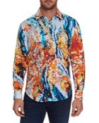 Robert Graham Cotton Stretch Honeycomb Mosaic Printed Classic Fit Button Up Shirt