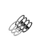 Graziela Gems 14k White Gold & Dark Rhodium Diamond Interlocking Statement Rings, Set Of 2