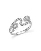 Diamond Wave Ring In 14k White Gold, .60 Ct. T.w.
