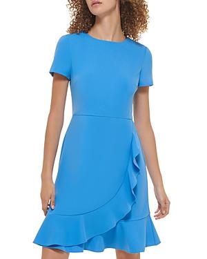 Karl Lagerfeld Paris Ruffled Scuba Crepe Sheath Dress