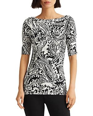 Lauren Ralph Lauren Printed Boat Neck Top