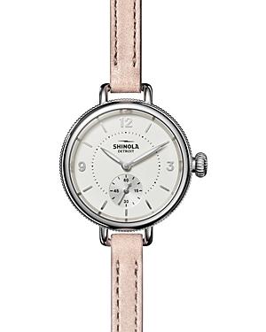 Shinola The Birdy Double Wrap Pink Leather Strap Watch, 34mm