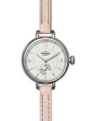 Shinola The Birdy Double Wrap Pink Leather Strap Watch, 34mm