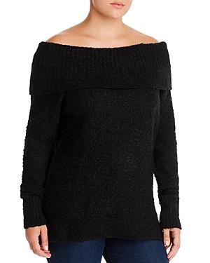 Aqua Curve Off-the-shoulder Boucle Sweater - 100% Exclusive