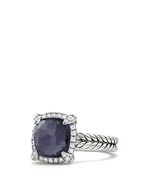 David Yurman Chatelaine Pave Bezel Ring With Black Orchid And Diamonds
