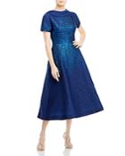 Teri Jon By Rickie Freeman Metallic Jacquard Fit And Flare Midi Dress