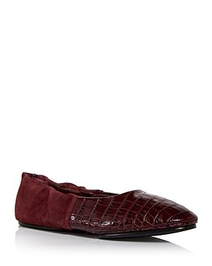 Lafayette 148 New York Women's Mira Croc Embossed Ballet Flats