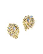 Temple St. Clair 18k Yellow Gold Diamond And Royal Blue Moonstone Wing Earrings