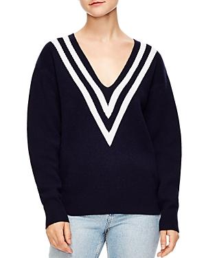Sandro Platine Varsity-stripe Sweater