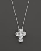 Diamond Cross Pendant Necklace In 14k White Gold, 1.0 Ct. T.w.