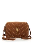Saint Laurent Gaby Mini Embellished Suede Topstitch Satchel