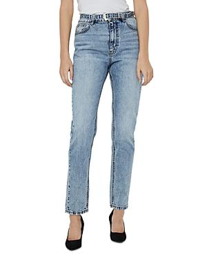 Vero Moda Joanna Belted Tapered Jeans In Light Blue