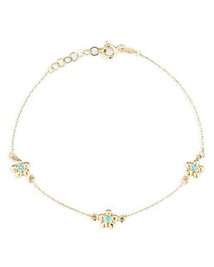 Moon & Meadow 14k Yellow Gold & Turquoise Flower Station Bracelet - 100% Exclusive