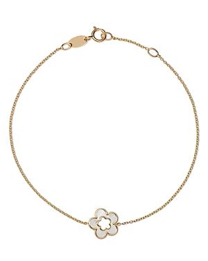 Bloomingdale's Mother Of Pearl Flower Chain Bracelet In 14k Yellow Gold - 100% Exclusive