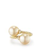 David Yurman Solari Bypass Ring With Diamonds & Cultured South Sea Golden Pearls In 18k Gold
