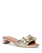Kate Spade New York Women's Lilah Square Toe Knotted Bow Leather Sandals