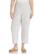Eileen Fisher Plus Striped Organic Linen Ankle Pants