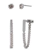 Allsaints Bar And Chain Swag And Stud Earrings Set