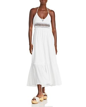 Aqua Crochet Trim Halter Maxi Dress - 100% Exclusive