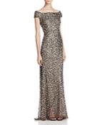 Adrianna Papell Off-the-shoulder Beaded Gown