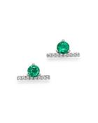 Bloomingdale's Emerald & Diamond Bar Stud Earrings In 14k White Gold - 100% Exclusive