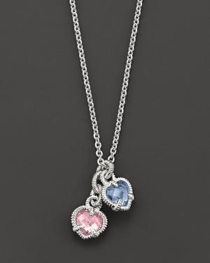 Judith Ripka Twin Heart Necklace In Pink And Blue