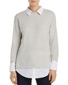 Aqua Layered-look Collared Sweatshirt - 100% Exclusive