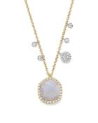 Meira T 14k Yellow Gold Blue Lace Chalcedony Necklace, 16