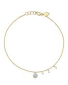 Meira T 14k White & Yellow Gold Diamond Disc & Cultured Freshwater Pearl Charm Ankle Bracelet