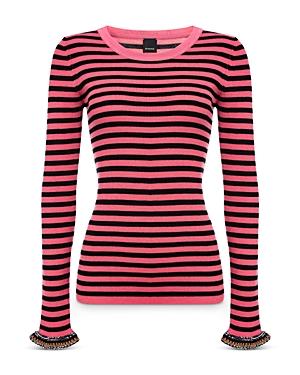 Pinko Striped Crochet Cuff Sweater