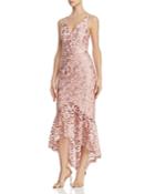 Avery G Shimmery Floral-embroidered Lace Dress