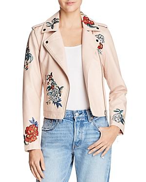 Guess Embroidered Faux Leather Moto Jacket
