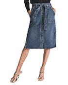 Reiss Juno Belted Denim Midi Skirt
