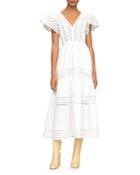 Sea Georgina Eyelet V Neck Dress