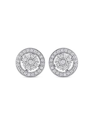 Hueb 18k White Gold Diamond Flower Halo Cluster Stud Earrings
