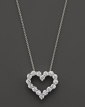 Diamond Heart Necklace In 14k White Gold, .50 Ct. T.w.