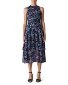 Whistles Butterfly-print Tiered Midi Dress