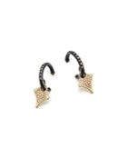 Armenta 18k Yellow Gold & Blackened Sterling Silver Old World Cravelli Champagne Diamond Drop Huggie Earrings