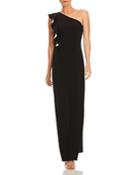 Halston Heritage Ruffled One-shoulder Gown
