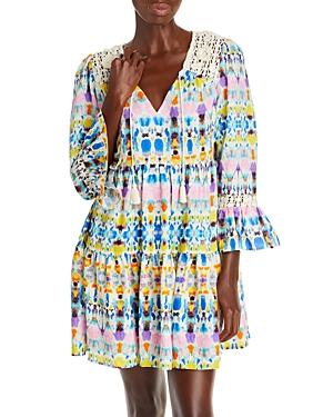 Aqua Printed Crochet Trim Fit & Flare Dress - 100% Exclusive