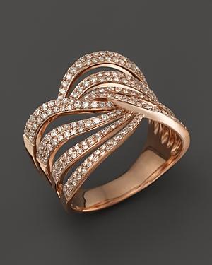 Diamond Multirow Twist Ring In 14k Rose Gold, .70 Ct. T.w. - 100% Exclusive