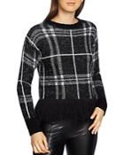 1.state Eyelash Plaid Fringe-trim Sweater