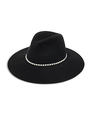 Lele Sadoughi Faux Pearl Strand Wool Fedora