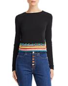 Alice + Olivia Delaina Embroidered Cropped Top