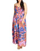 City Chic Stain-glass Abstract Floral Print Maxi Dress