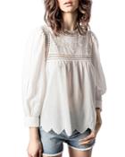 Zadig & Voltaire Lace Trimmed Embroidered Top