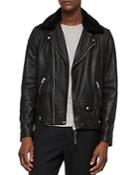 Allsaints Brett Leather Biker Jacket With Shearling Collar