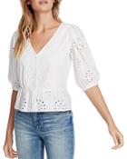 1.state Cotton Eyelet Button-front Top