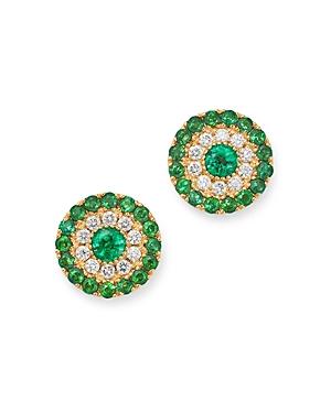 Bloomingdale's Green Tourmaline, Emerald, & Diamond Stud Earrings In 14k Yellow Gold - 100% Exclusive